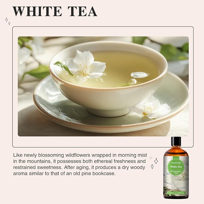 3.38FL.OZ White Tea Fragrance Oils for Aromatherapy, Essential Oils for Diffusers for Home, Perfect for Diffuser, Yoga