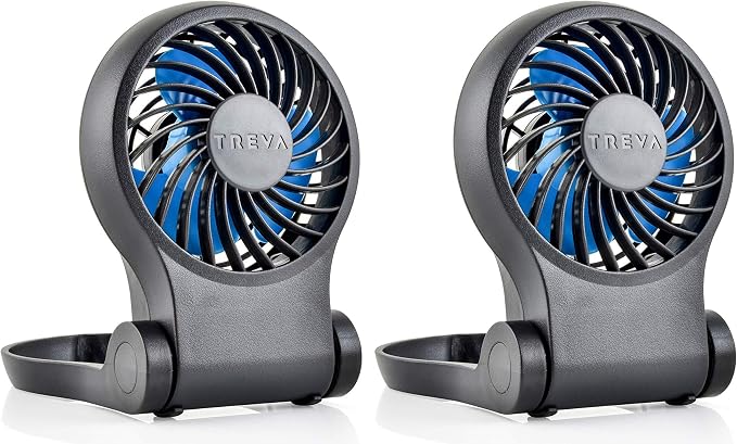 3.5 Inch Portable Desk Fan with USB Port - Small, Compact, Powerful Airflow, AC Adapter Included - 2 Pack, product image