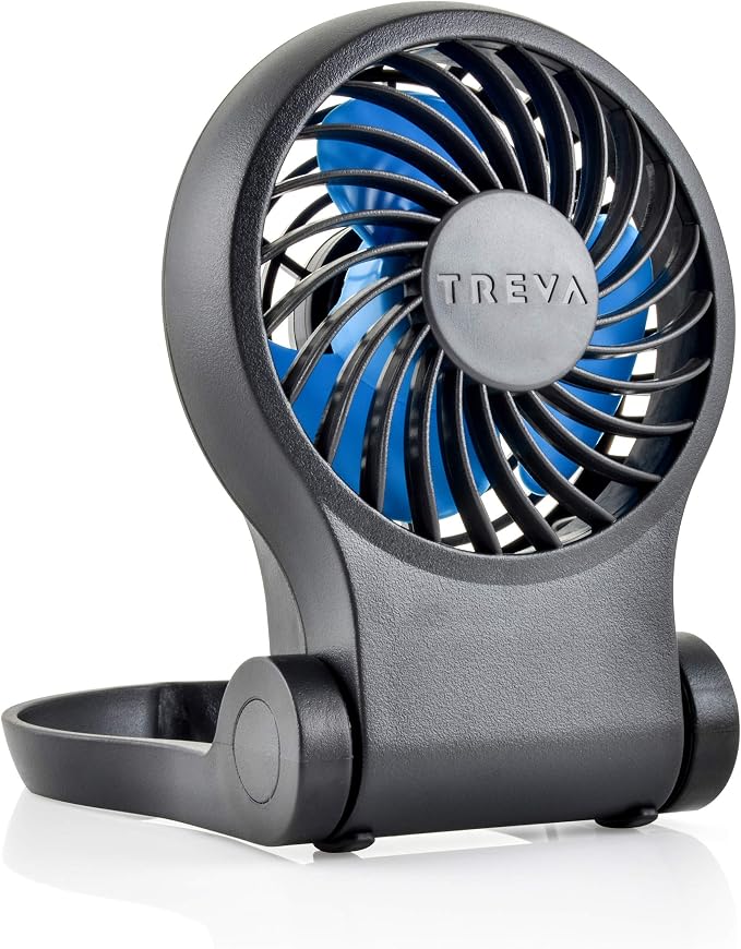 3.5 Inch Portable Desk Fan with USB Port - Small, Compact, Powerful Airflow, AC Adapter Included in Black.