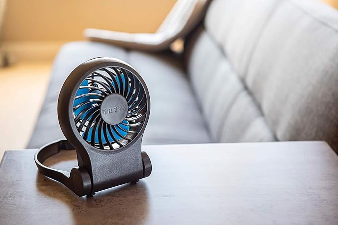 3.5 Inch Portable Desk Fan with USB Port - Small, Compact, Powerful Airflow, AC Adapter Included in Black., alternate view 5
