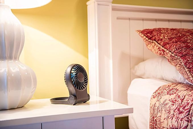 3.5 Inch Portable Desk Fan with USB Port - Small, Compact, Powerful Airflow, AC Adapter Included in Black., alternate view 6