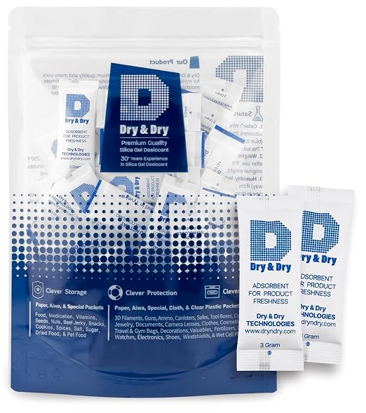3 Gram[100 Packets] Food & Pharmaceutical Safe Silica Gel Packs Desiccants - Rechargeable Tyvek® Silica Gel