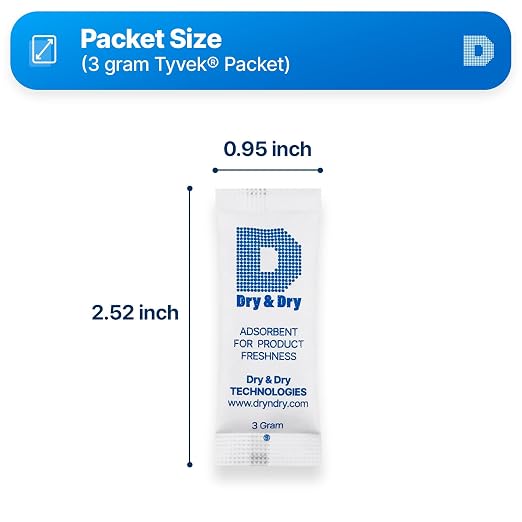3 Gram[100 Packets] Food & Pharmaceutical Safe Silica Gel Packs Desiccants - Rechargeable Tyvek® Silica Gel, alternate view 6
