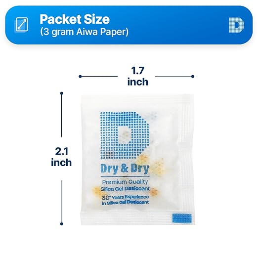 3 Gram[200 Packets] Orange Indicating Silica Gel Packets Desiccant Dehumidifiers - Food Safe Silica Packs, alternate view 6