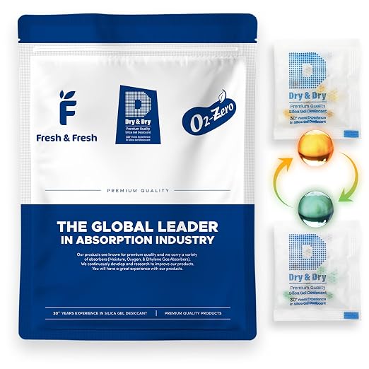 3 Gram [500 Packets] Premium Orange Indicating Silica Gel Packets Desiccants - Food Safe Silica Packets Silica
