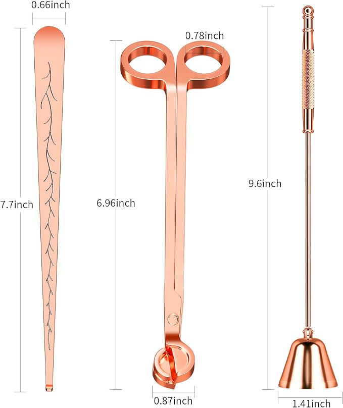 3 in 1 Candle comfort Kit - Wick Trimmer, Snuffer & Dipper Set (Rose Gold) 0 Count 8.3 inch stainless steel, alternate