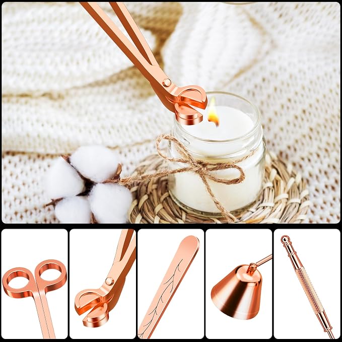 3 in 1 Candle comfort Kit - Wick Trimmer, Snuffer & Dipper Set (Rose Gold) 0 Count 8.3 inch stainless steel, alternate