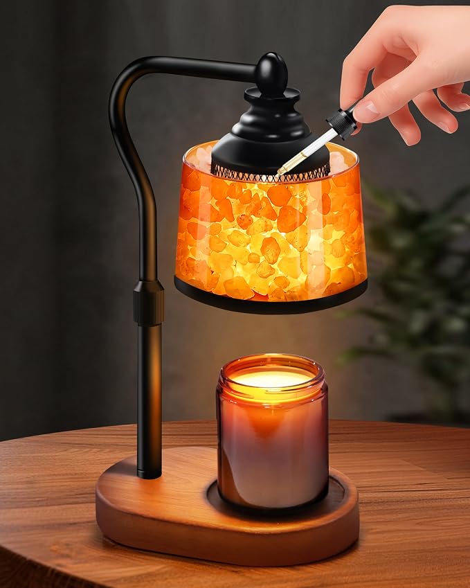 3-in-1 Candle Warmer Lamp with Timer Dimmable, Himalayan Salt Lamp & Passive Diffuser, Gifts for Women, House Warming Gifts
