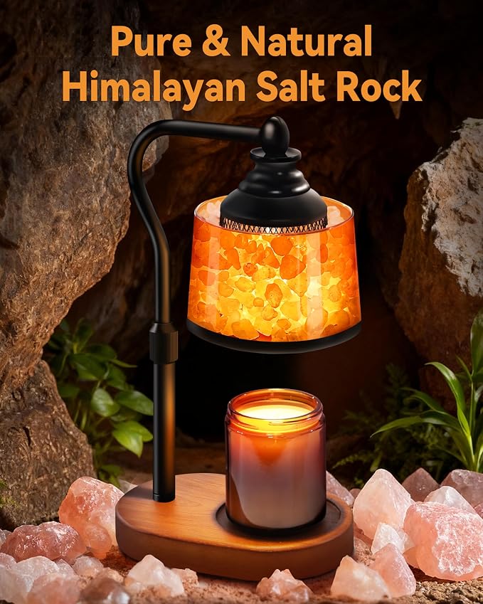 3-in-1 Candle Warmer Lamp with Timer Dimmable, Himalayan Salt Lamp & Passive Diffuser, Gifts for Women, House Warming Gifts