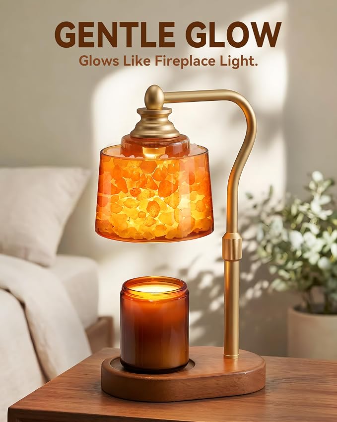 3-in-1 Candle Warmer Lamp with Timer Dimmable, Himalayan Salt Lamp & Passive Diffuser, Gifts for Women, House Warming Gifts
