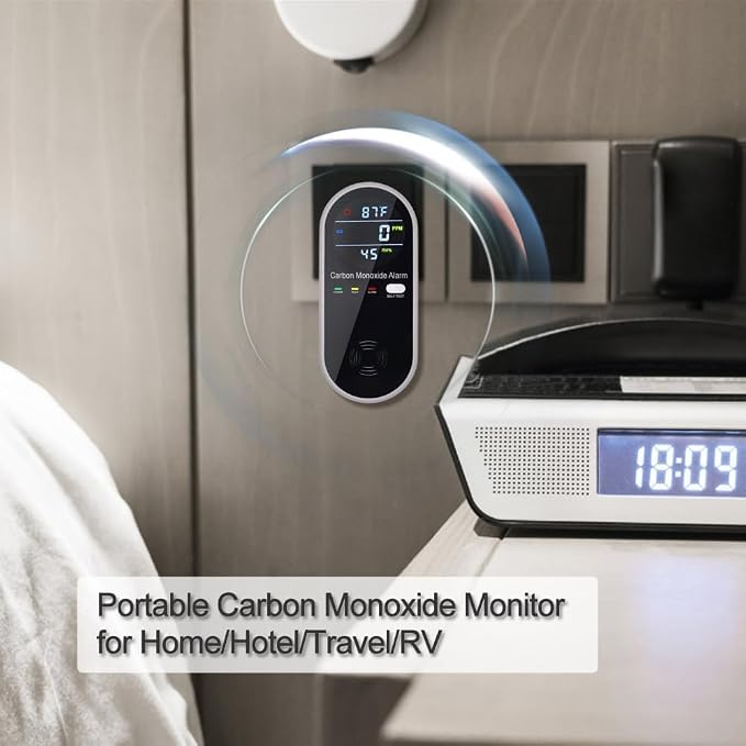 3-in-1 Carbon Monoxide Detectors, Portable Carbon Monoxide Detector for Travel with Temperature & Humidity, alternate view 5