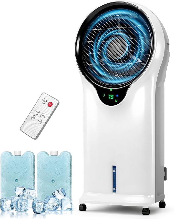 3-in-1 Evaporative Air Cooler, 35’’ Protable Swamp Cooler Indoor with 3 Modes&3 Speeds, 5.5L Water Tank Cold Air Cooler, 2