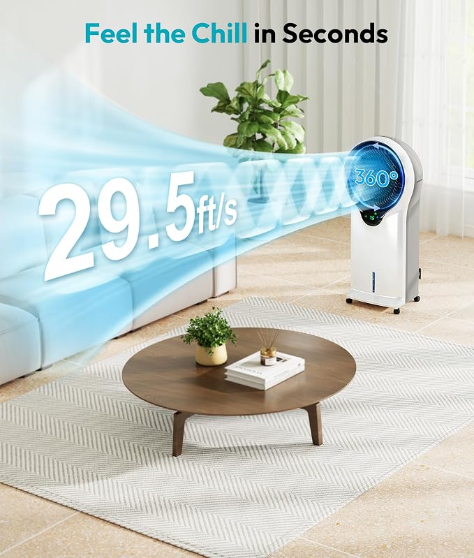 3-in-1 Evaporative Air Cooler, 35’’ Protable Swamp Cooler Indoor with 3 Modes&3 Speeds, 5.5L Water Tank Cold Air Cooler, 2