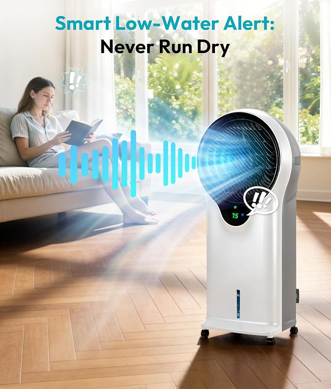 3-in-1 Evaporative Air Cooler, 35’’ Protable Swamp Cooler Indoor with 3 Modes&3 Speeds, 5.5L Water Tank Cold Air Cooler, 2