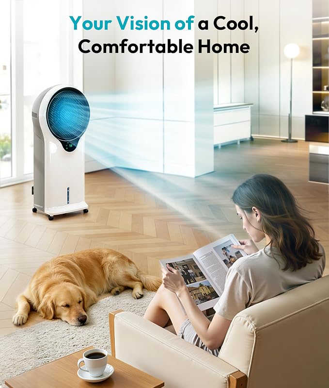 3-in-1 Evaporative Air Cooler, 35’’ Protable Swamp Cooler Indoor with 3 Modes&3 Speeds, 5.5L Water Tank Cold Air Cooler, 2