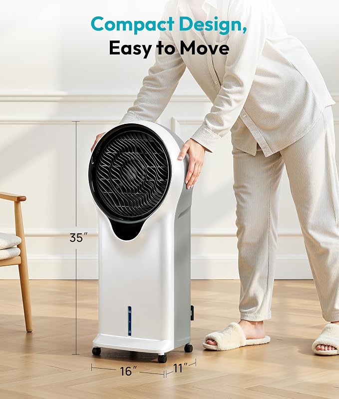 3-in-1 Evaporative Air Cooler, 35’’ Protable Swamp Cooler Indoor with 3 Modes&3 Speeds, 5.5L Water Tank Cold Air Cooler, 2