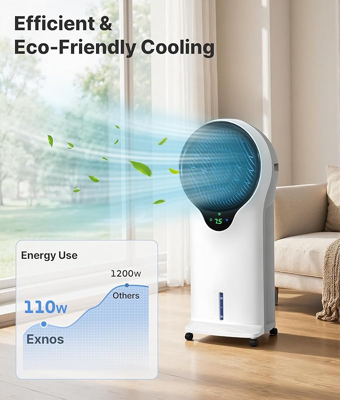 3-in-1 Evaporative Air Cooler - Portable Swamp Cooler Air Conditioner with 5.5L Water Tank & 2 Ice Packs, 3 Speeds, 3 Modes