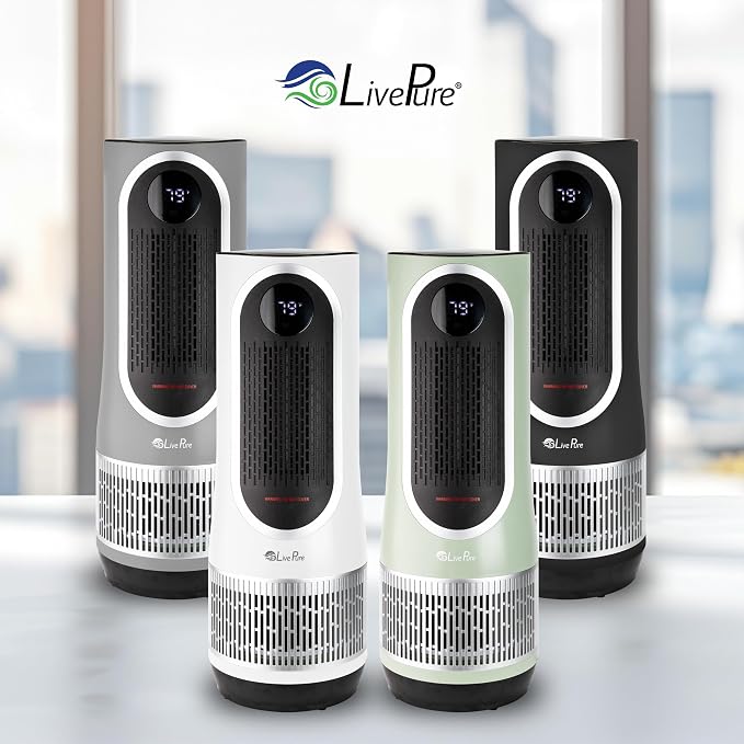 3-in-1 LP500 Clean Heat Air Purifier & Electric Heater – Oscillating Portable Heater with 2 Heat Modes and Air Filtration