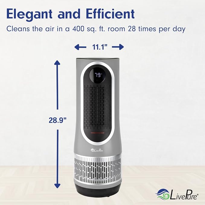 3-in-1 LP500 Clean Heat Air Purifier & Electric Heater – Oscillating Portable Heater with 2 Heat Modes and Air Filtration