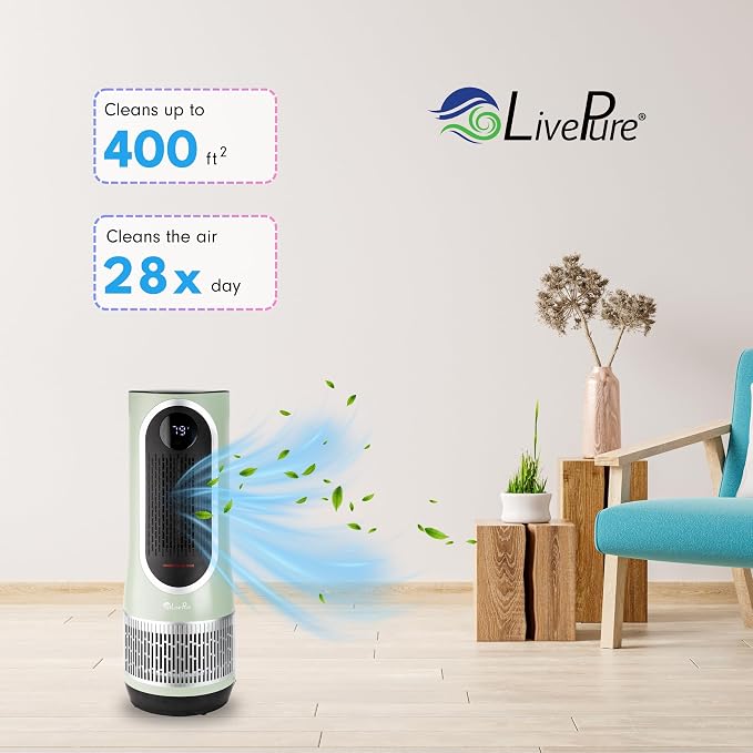 3-in-1 LP500 Clean Heat Air Purifier & Electric Heater – Oscillating Portable Heater with 2 Heat Modes and Air Filtration