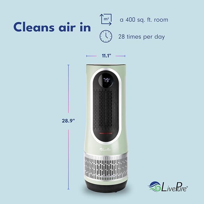 3-in-1 LP500 Clean Heat Air Purifier & Electric Heater – Oscillating Portable Heater with 2 Heat Modes and Air Filtration