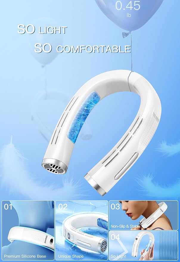3 in 1 Neck Air Conditioner Portable, 6000mAh Neck Fan with 2 Metal Cooling Plates, Neck Fans that Blow Cold Air Rechargeable