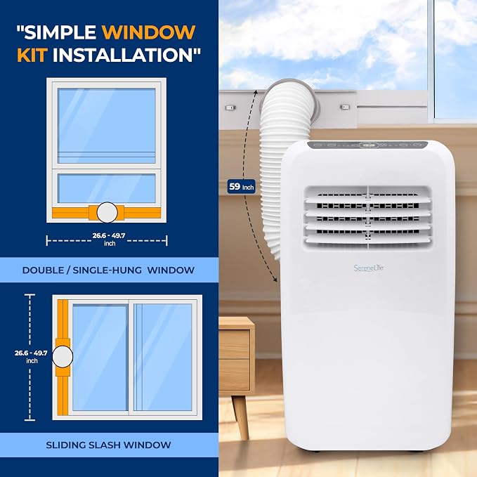 3-in-1 Portable Air Conditioner with Built-in Dehumidifier Function,Fan Mode, Remote Control, Complete Window Mount Exhaust