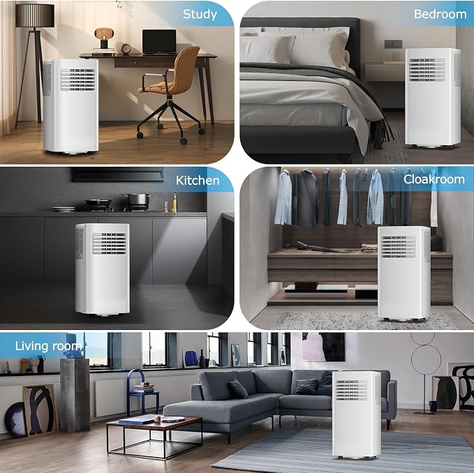 3-in-1 Portable Air Conditioners,10000BTU Portable AC Units Cools 450 Sq.Ft. with 24H Timer Remote Control,Easy Install Kit