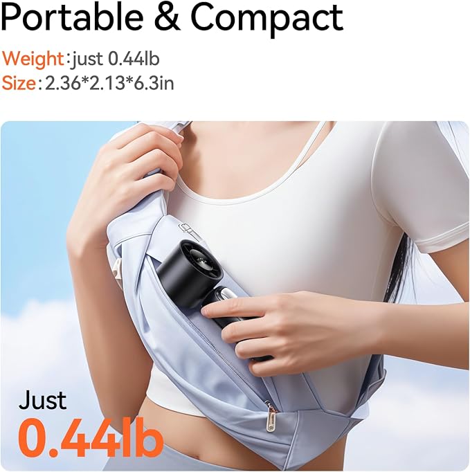 3-in-1 Portable Handheld Turbo Fan-100 Speeds, 15000 RPM, 10Hrs Cooling, LED Display, 90° Rotation, USB Rechargeable Battery