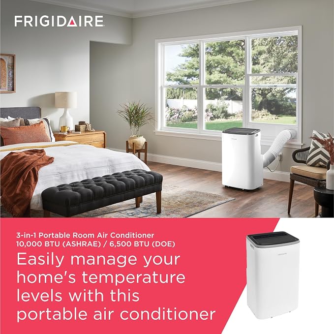 3-in-1 Portable Room Air Conditioner 10,000 BTU (ASHRAE) / 6,500 BTU (DOE), Cools Up to 450 Sq. Ft., Quiet Operation