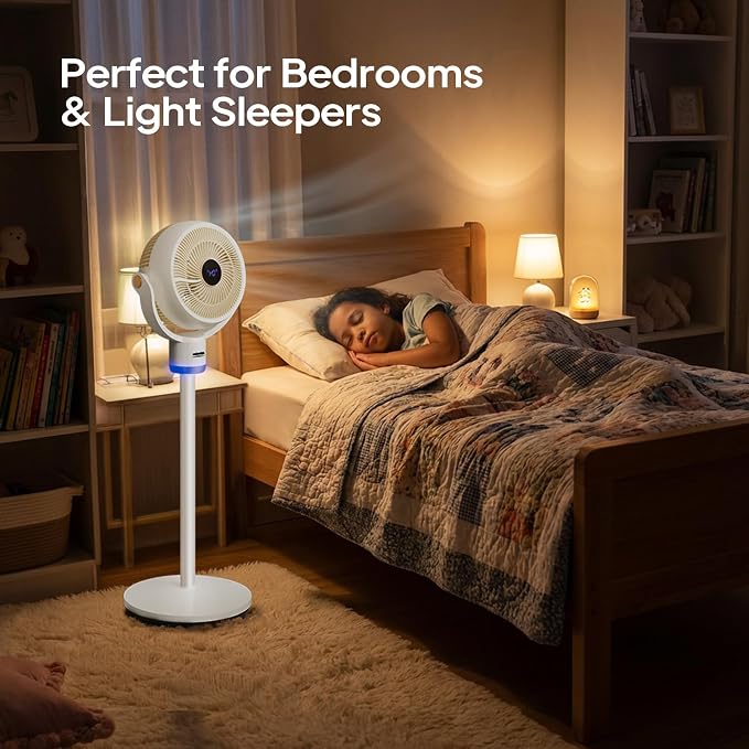 3-in-1 Standing Fan for Bedroom, 40" Pedestal & Tabletop Fan, 120°+90°Omni-directional Oscillating Fan with Remote, Mood