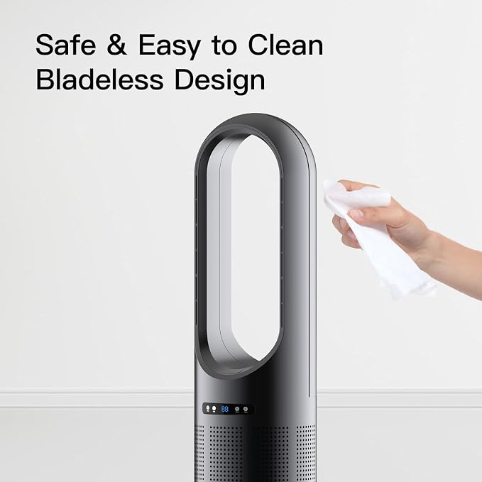 3 IN 1 Tower Fan, 31.5Inch Cooling & Heating Bladeless Fan with HEPA Filter, Floor Fan Combo 80° Oscillating with Remote