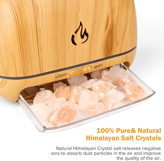 3-in-1 Ultrasonic Essential Oil Diffuser & Himalayan Salt Lamp Diffuser & 7 Colors Changing Oil Diffuser,100% Pure Himalayan