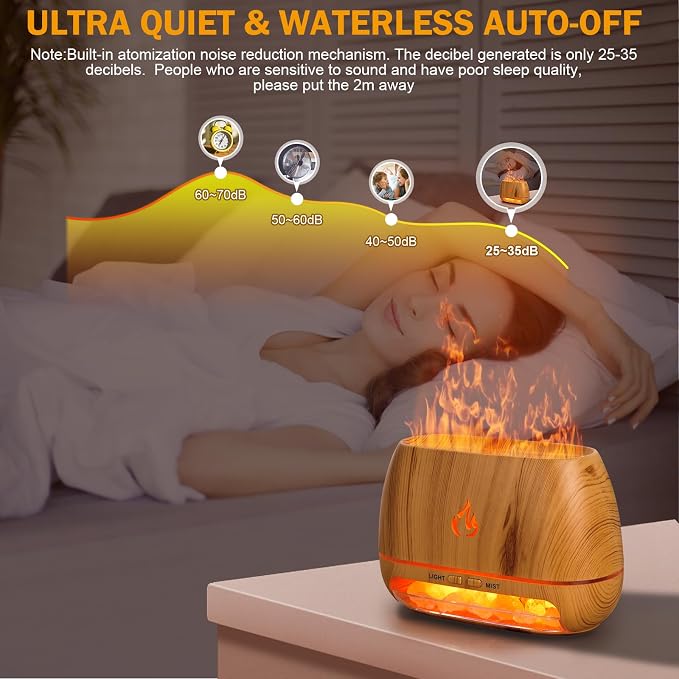 3-in-1 Ultrasonic Essential Oil Diffuser & Himalayan Salt Lamp Diffuser & 7 Colors Changing Oil Diffuser,100% Pure Himalayan