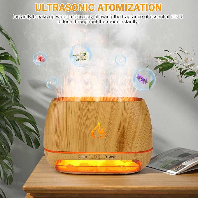 3-in-1 Ultrasonic Essential Oil Diffuser & Himalayan Salt Lamp Diffuser & 7 Colors Changing Oil Diffuser,100% Pure Himalayan