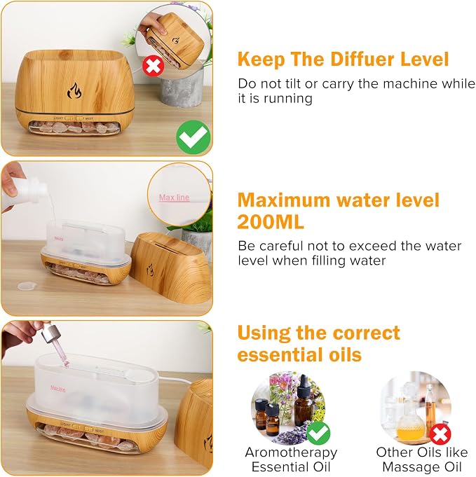 3-in-1 Ultrasonic Essential Oil Diffuser & Himalayan Salt Lamp Diffuser & 7 Colors Changing Oil Diffuser,100% Pure Himalayan