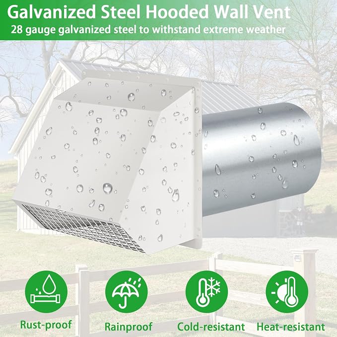 3 Inch Dryer Vent Cover Outside,Wall Vent Exhaust Vent Cover Exterior 3" Dryer Vent Cover Outdoor Dryer Vent Hood Cap for