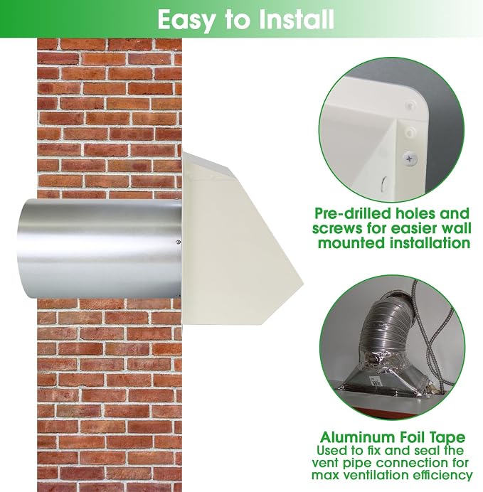 3 Inch Dryer Vent Cover Outside,Wall Vent Exhaust Vent Cover Exterior 3" Dryer Vent Cover Outdoor Dryer Vent Hood Cap for