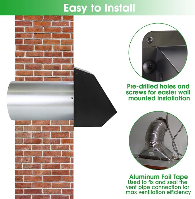 3 Inch Dryer Vent Cover Wall Vent Hood with Screen and Damper,Outdoor Dryer Vent Cover Outside Exhaust Vent Cover for Duct