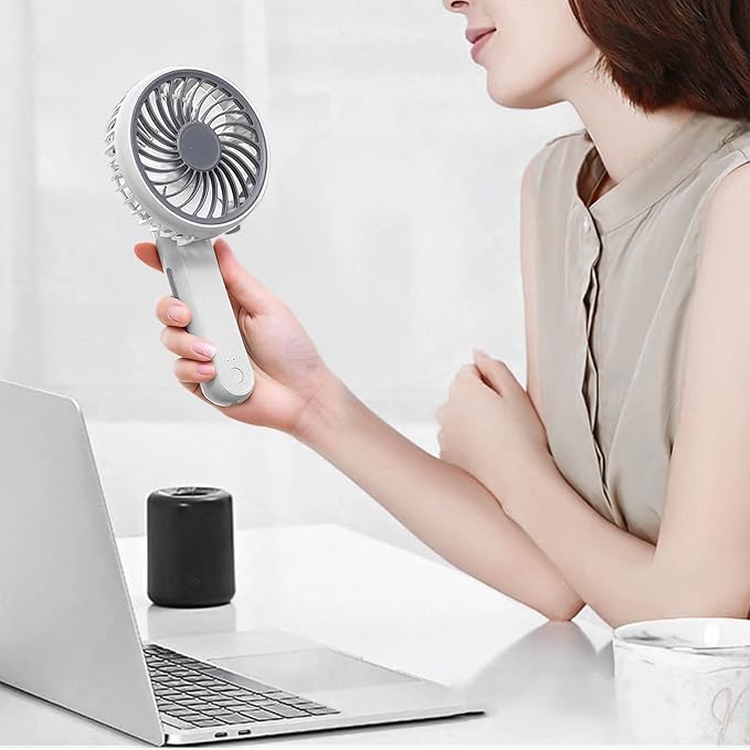 3-Inch Mini USB Rechargeable Portable Handheld Fan 3-Speeds Battery Operated Small Foldable Quiet Pocket Hand Personal