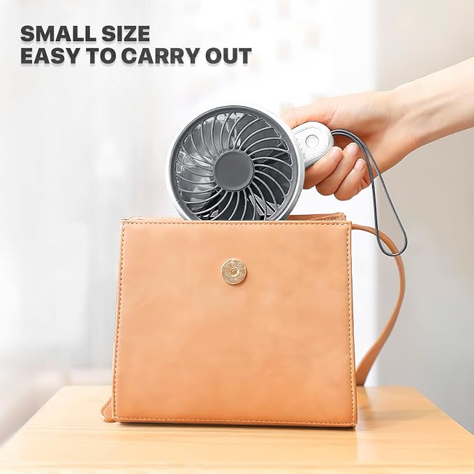 3-Inch Mini USB Rechargeable Portable Handheld Fan 3-Speeds Battery Operated Small Foldable Quiet Pocket Hand Personal