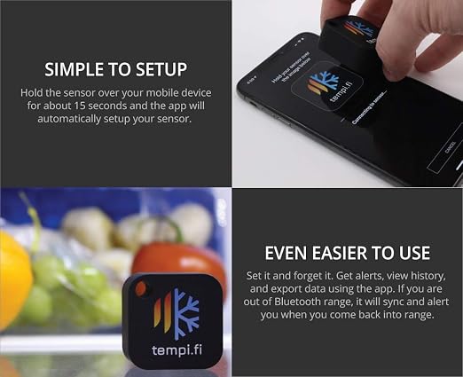(3) Mini Wireless Temperature and Humidity Sensors - Developed in The USA - 24/7 Data Logger with Alarm – Bluetooth Smart