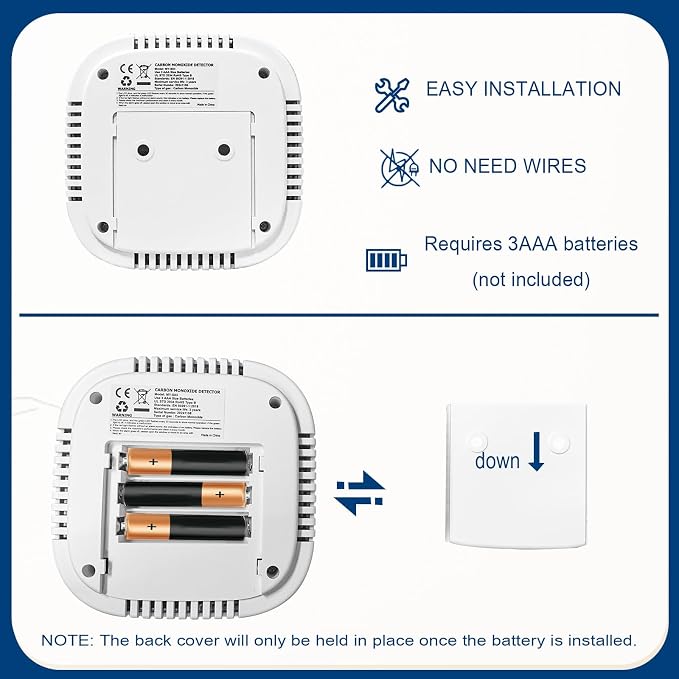 3 Pack Carbon Monoxide Detectors, CO Alarm Detector Monitor Power Operated, Portable Traval Carbon Monoxide, alternate view 4