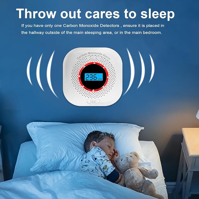 3 Pack Carbon Monoxide Detectors, CO Alarm Detector Monitor Power Operated, Portable Traval Carbon Monoxide, alternate view 5