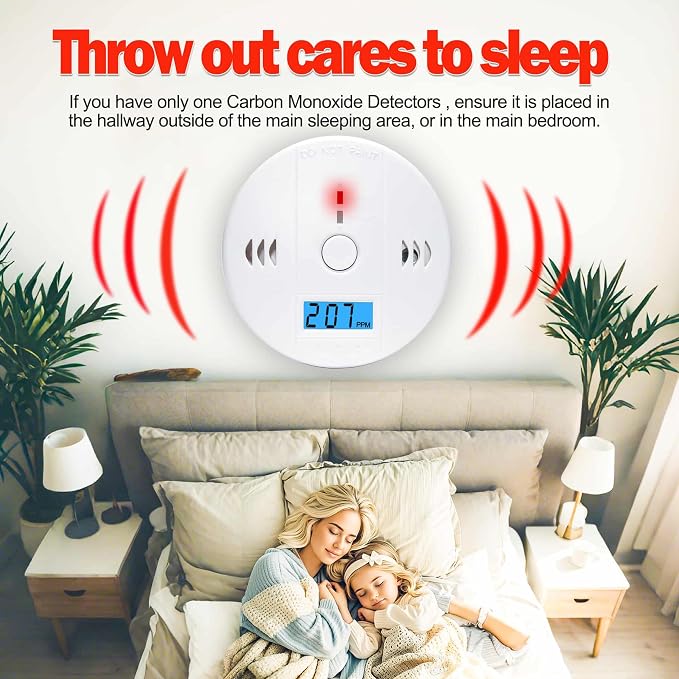 3 Pack Carbon Monoxide detectors, co Detector, Carbon Monoxide Alarm Detector Battery Powered with LCD Display, alternate