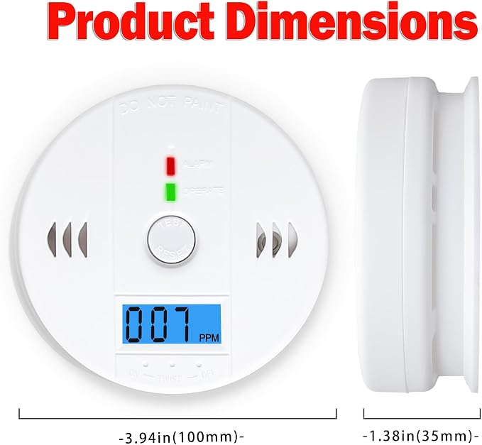 3 Pack Carbon Monoxide detectors, co Detector, Carbon Monoxide Alarm Detector Battery Powered with LCD Display, alternate