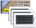 3 Pack] Fits 10x6 Duct Opening Steel Adjustable Air Supply Grille by | Register Vent Cover Grill for Sidewall and Ceiling |