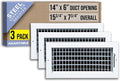 3 Pack] Fits 14x6 Duct Opening Steel Adjustable Air Supply Grille by | Register Vent Cover Grill for Sidewall and Ceiling |