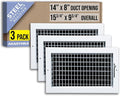 3 Pack] Fits 14x8 Duct Opening Steel Adjustable Air Supply Grille by | Register Vent Cover Grill for Sidewall and Ceiling |