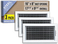 3 Pack] Fits 16x8 Duct Opening Steel Adjustable Air Supply Grille by | Register Vent Cover Grill for Sidewall and Ceiling |